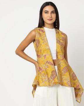 muslin printed front-open shrug