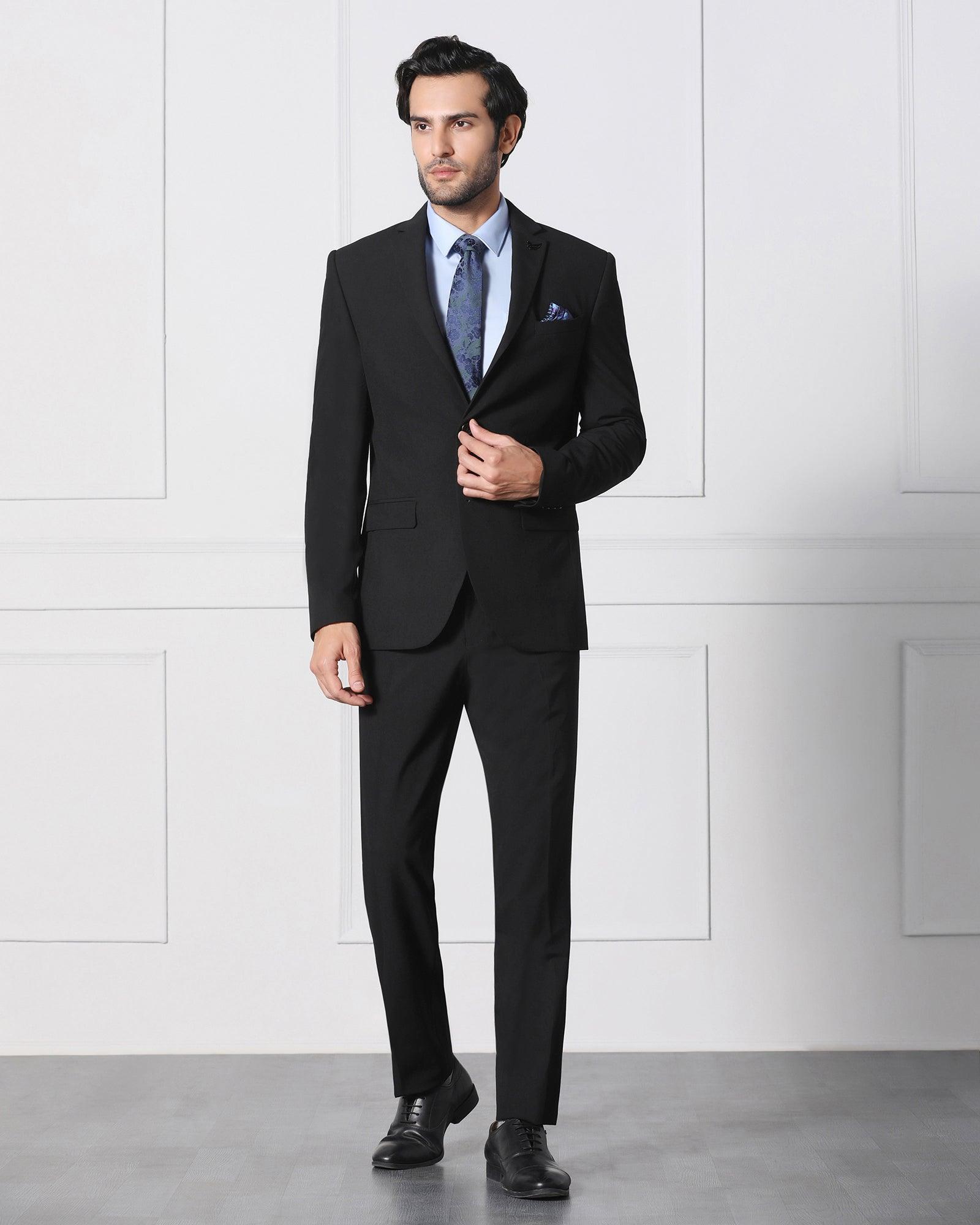 must haves two piece black solid formal suit - jerret