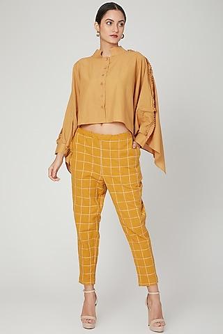 mustard cotton linen pants for girls