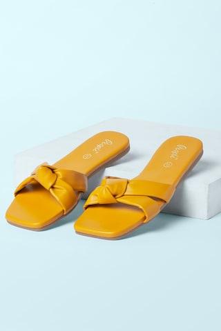 mustard flat sandals