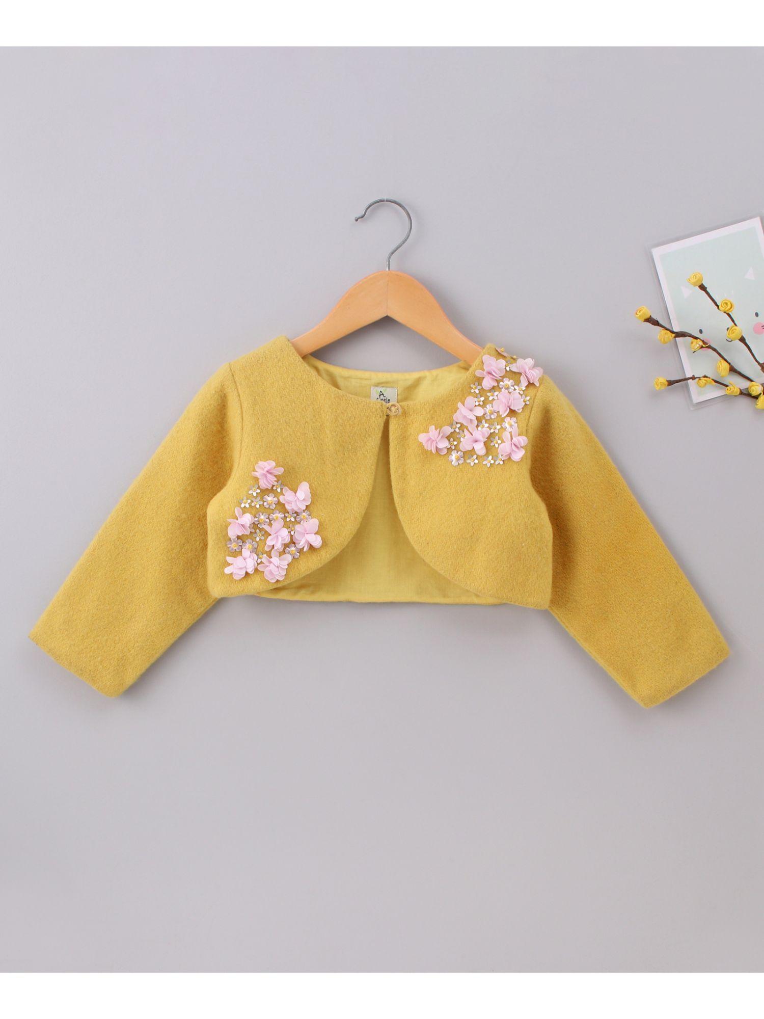 mustard flower cardigan for girls