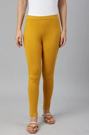 mustard knitted cotton lycra tights