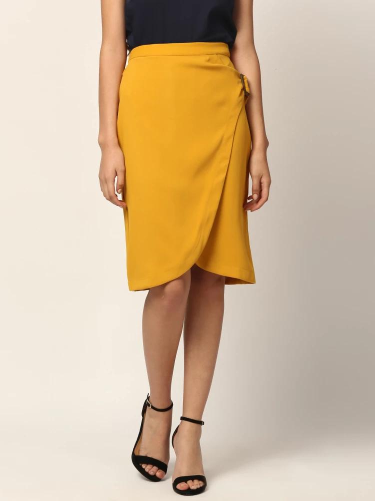 mustard regular fit skirt