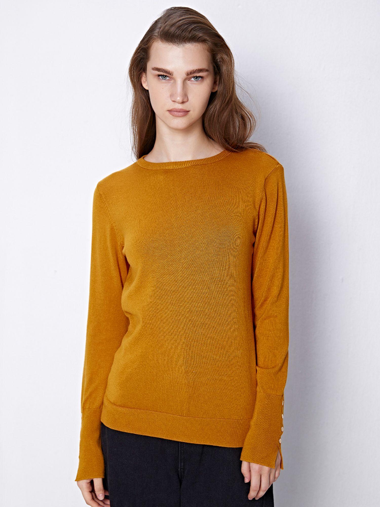 mustard solid basic sweater