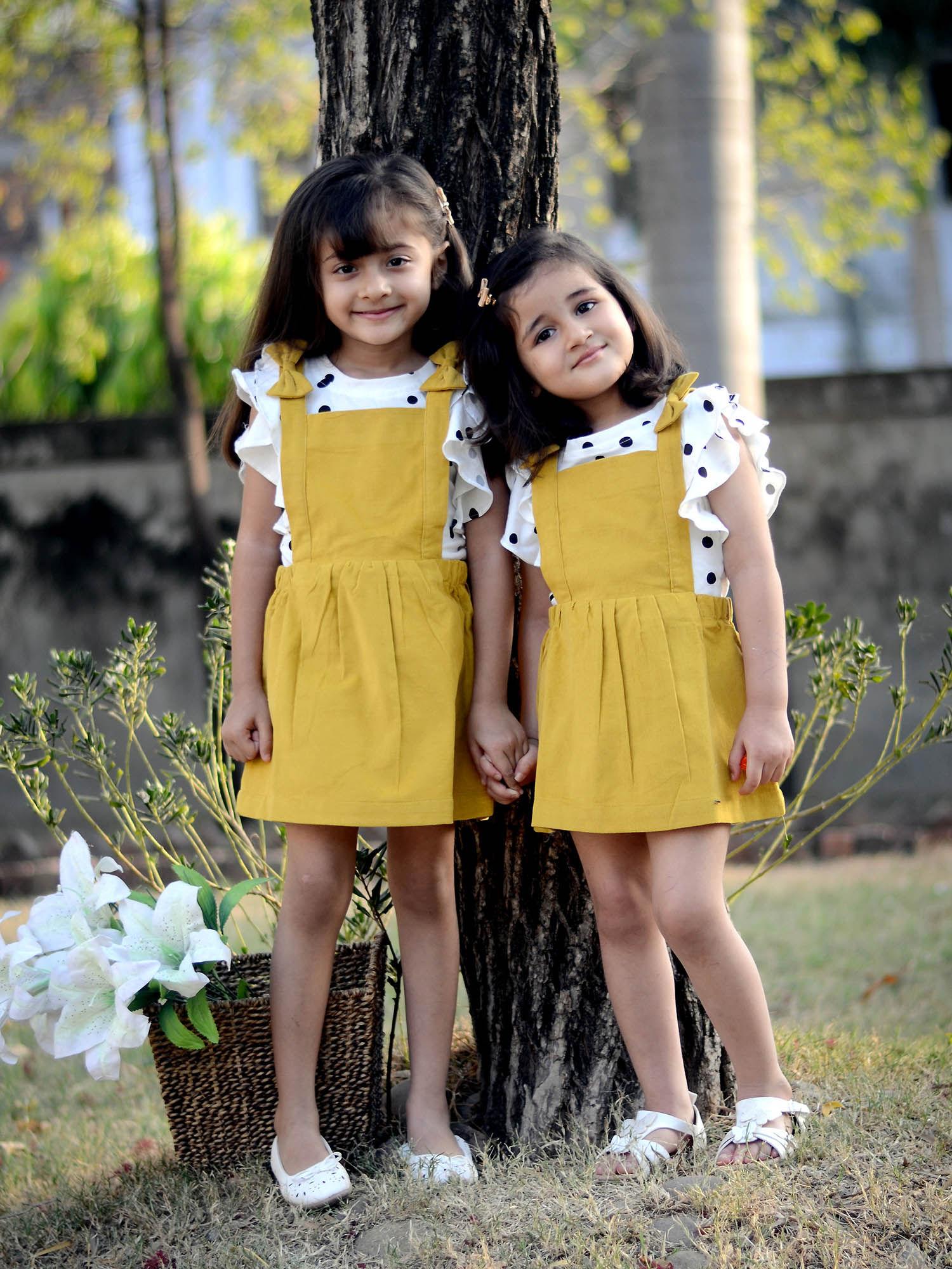 mustard-solid-pinafore-with-top-(set-of-2)