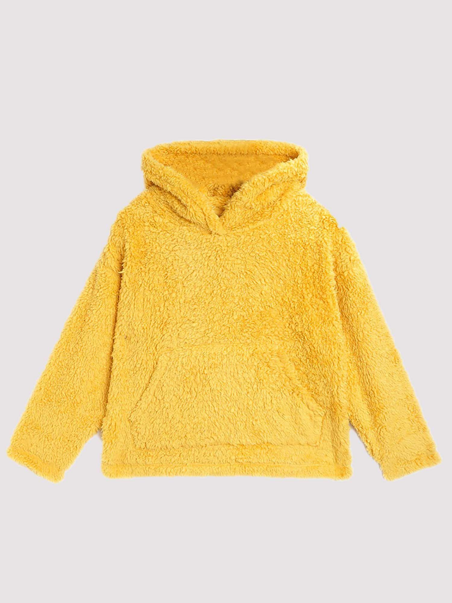mustard solid shaggy sweatshirt
