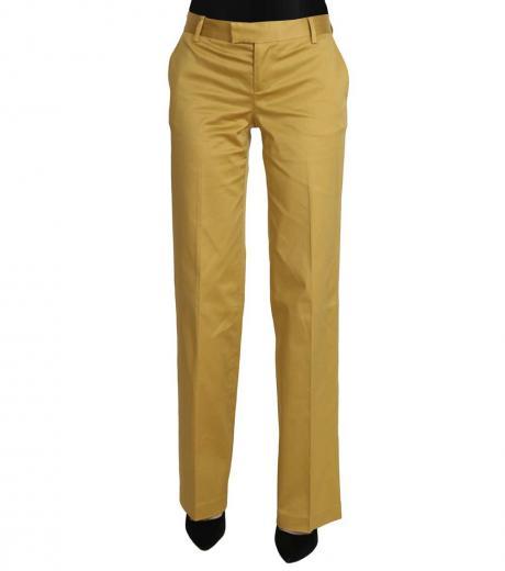 mustard straight formal trousers