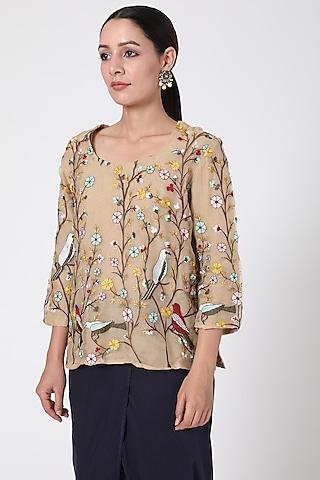 mustard yellow embroidered top