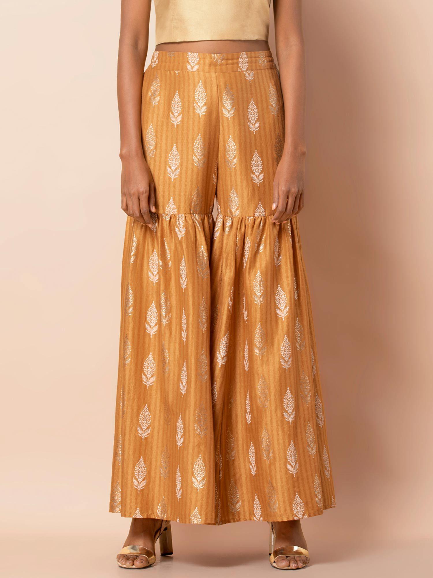 mustard boota foil sharara pant