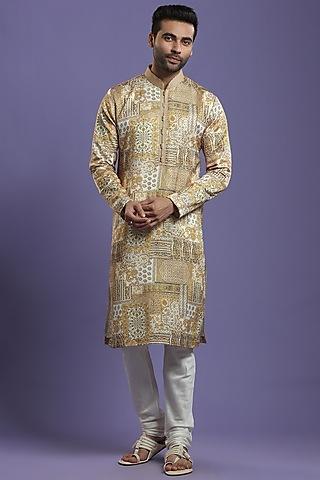 mustard checkered kurta set