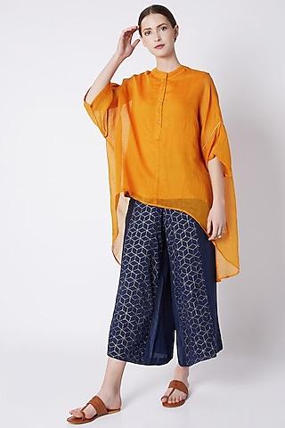 mustard chinese collared top