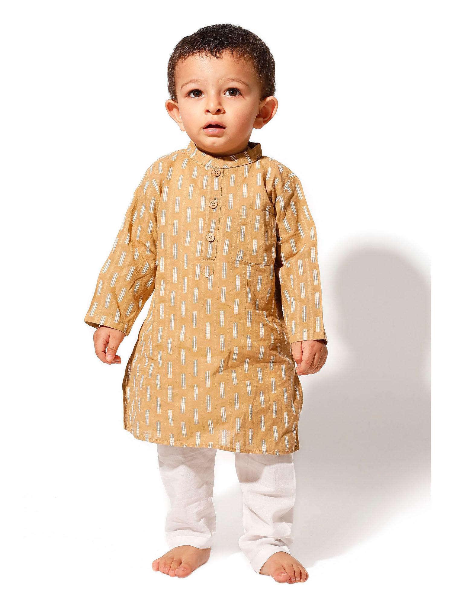 mustard cotton kurta pyjama (set of 2)