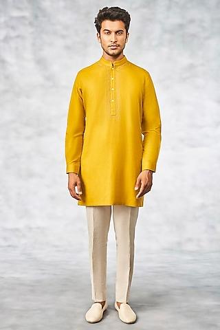 mustard cotton linen kurta