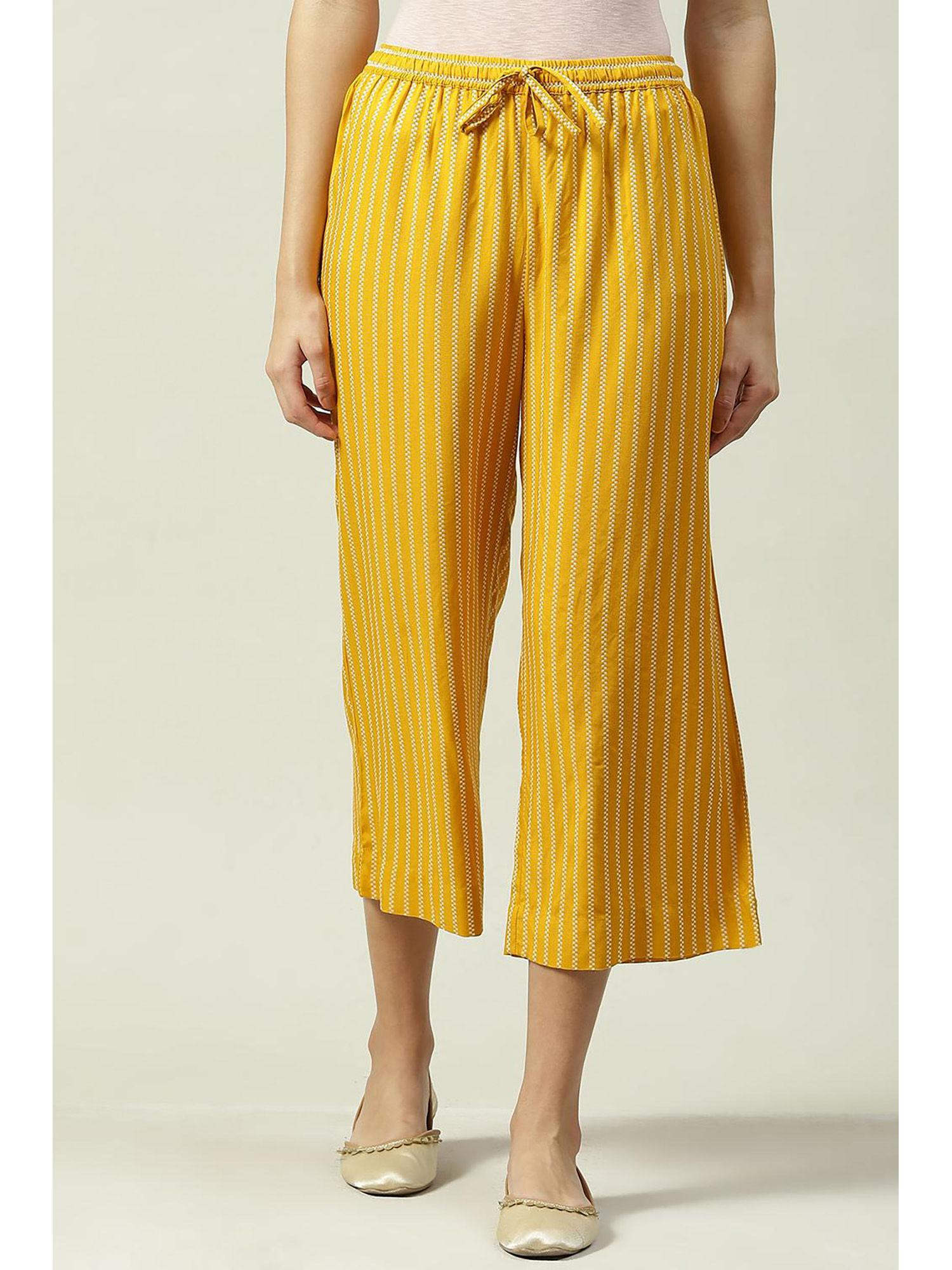 mustard cotton straight palazzo