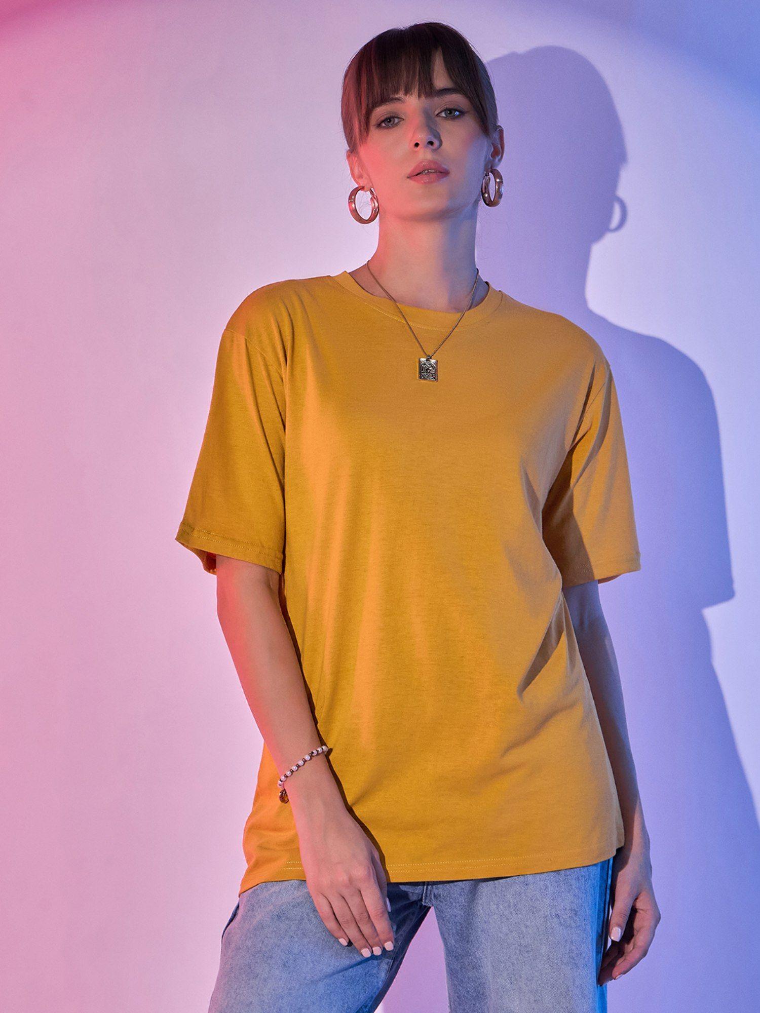 mustard cotton women oversized t-shirt