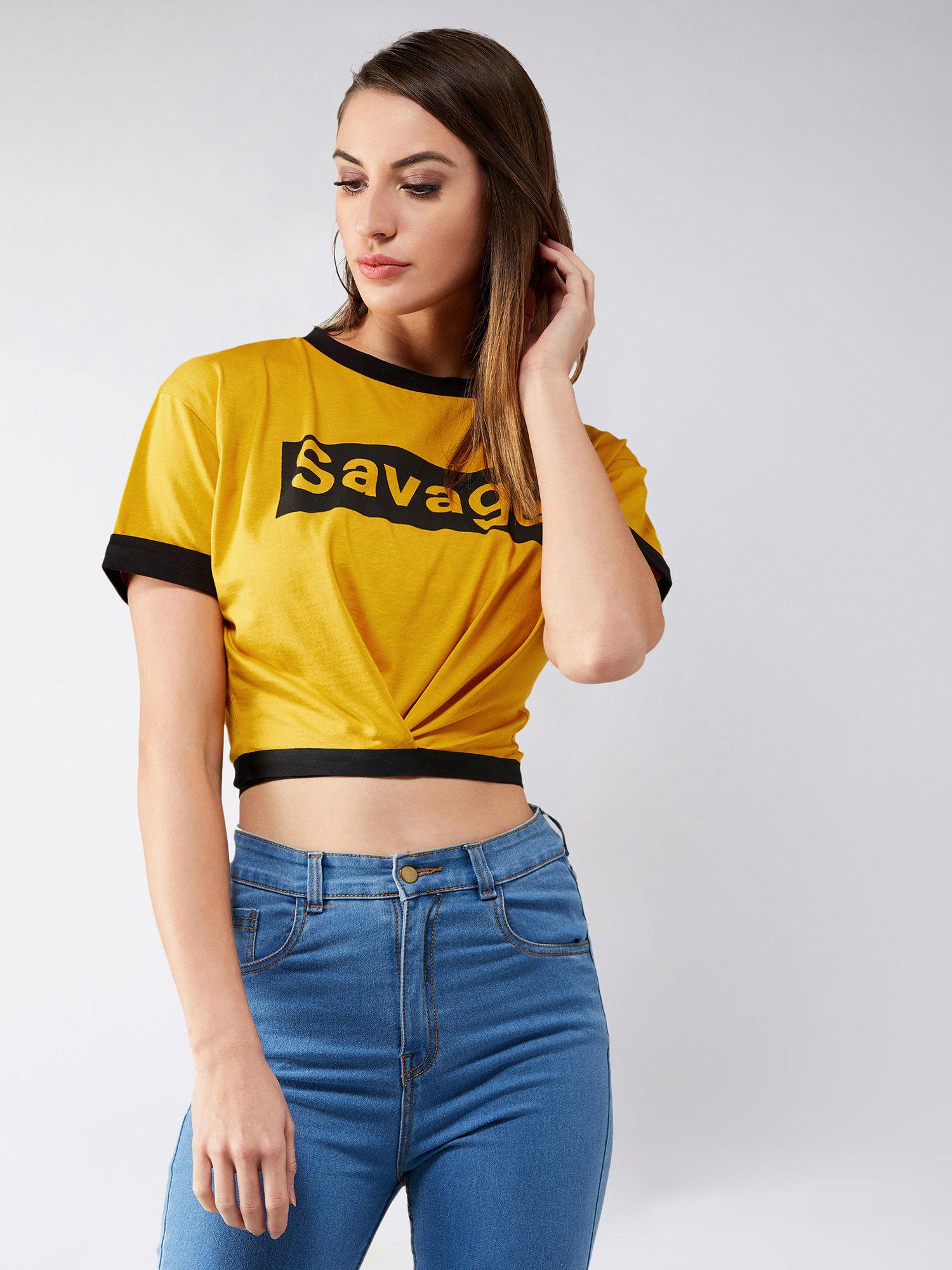 mustard cropped t-shirt