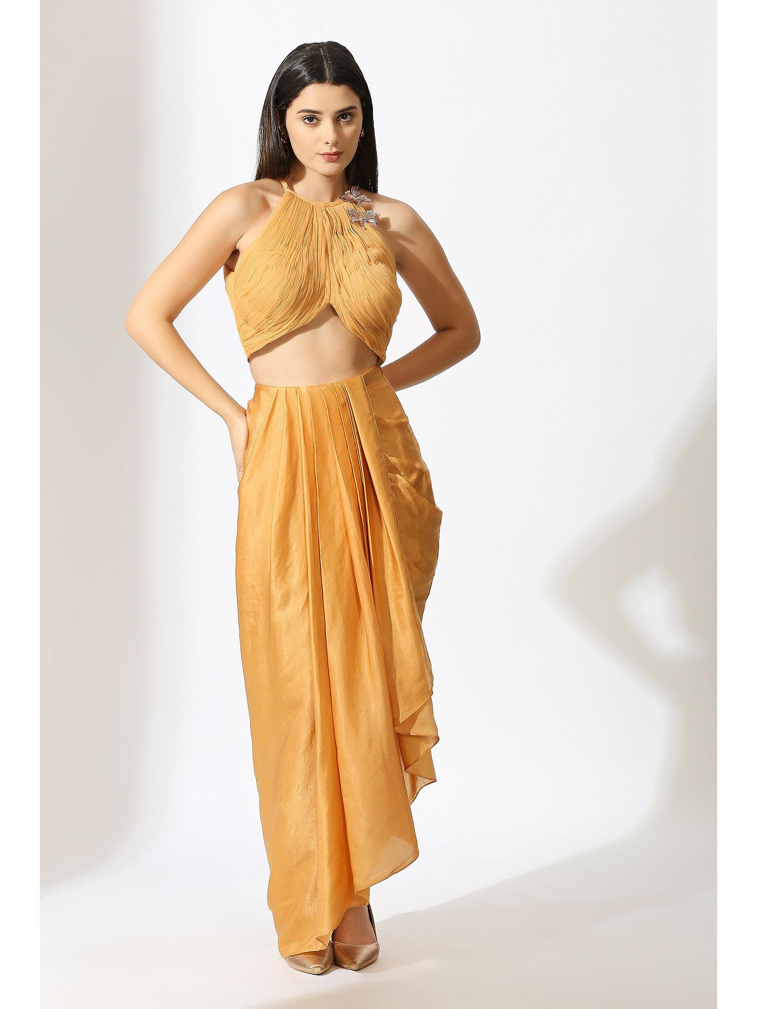 mustard embellished skirt (set of 2)