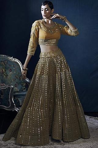 mustard embroidered lehenga set