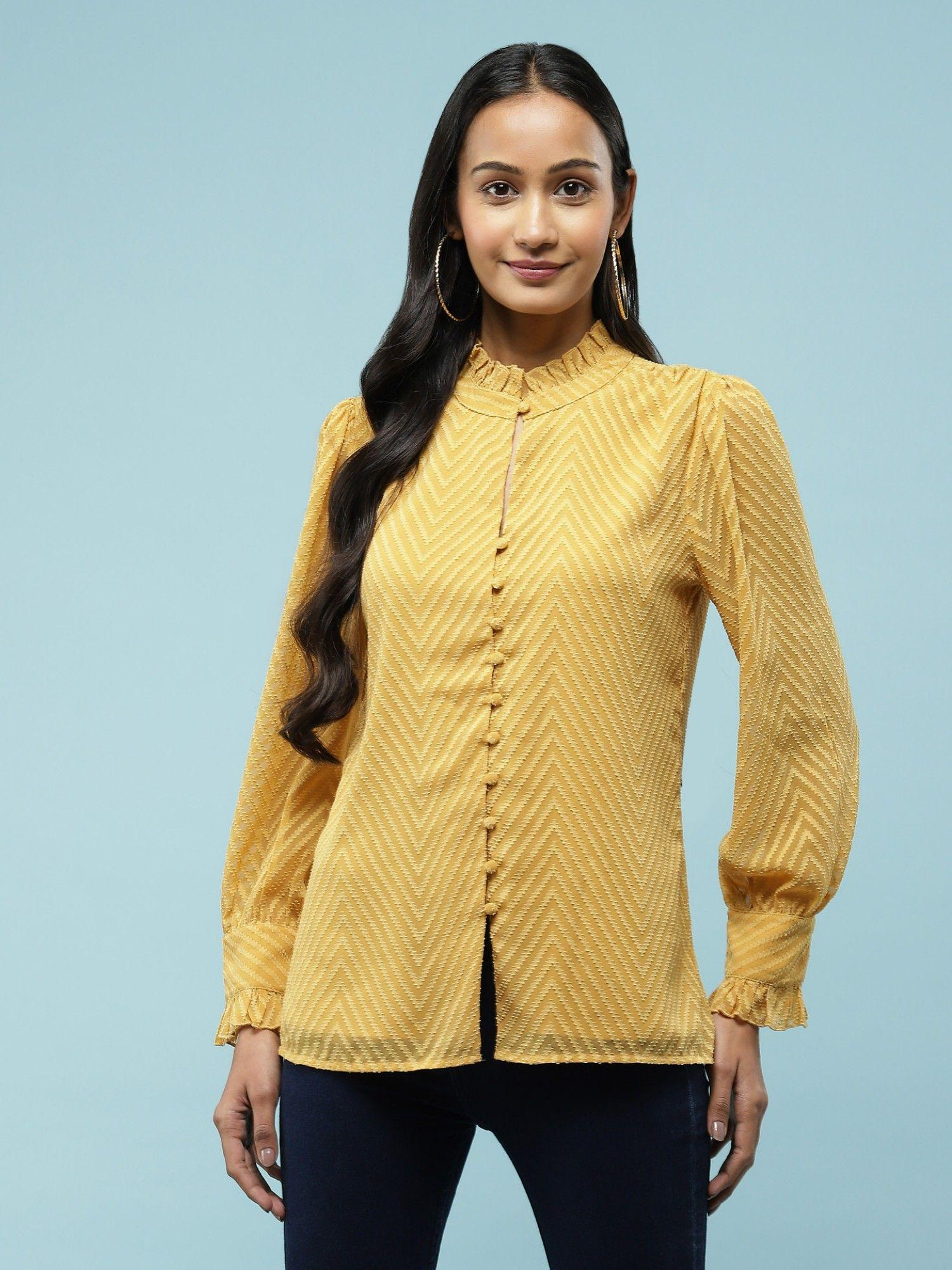 mustard embroidered top