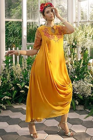mustard embroidered tunic