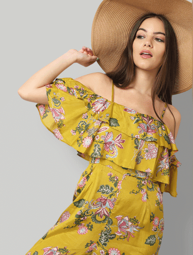 mustard floral jumpsuit