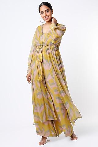 mustard floral printed cape