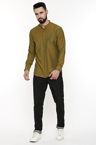 mustard green malai cotton shirt