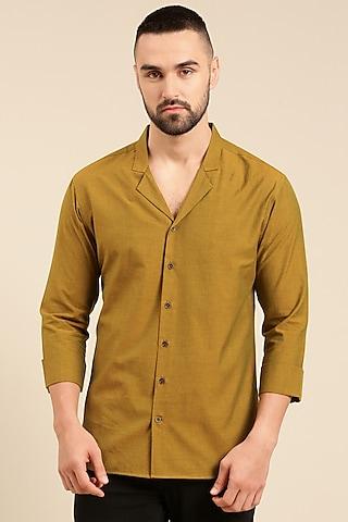 mustard green malai cotton shirt