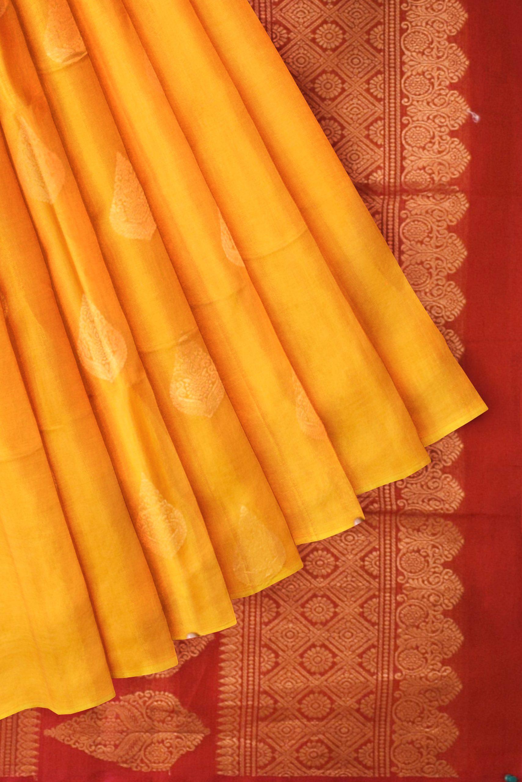 mustard handloom silk cotton saree