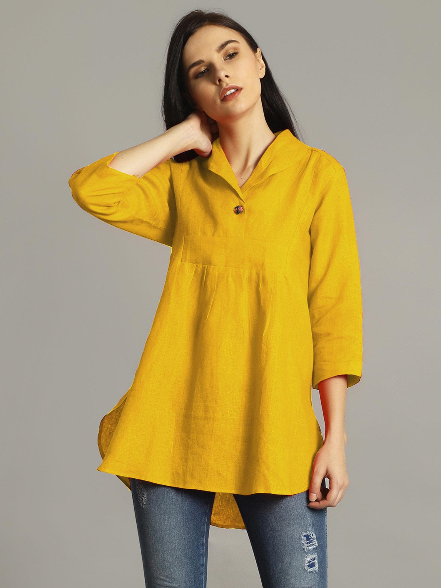 mustard high-low tunic