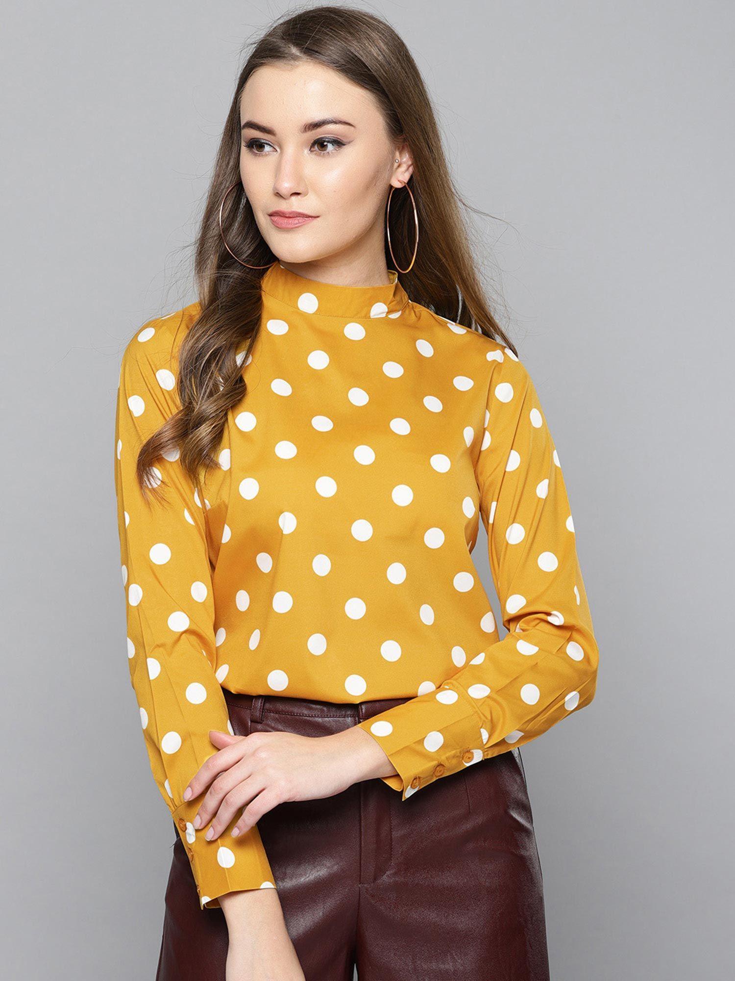 mustard high neck long sleeve top