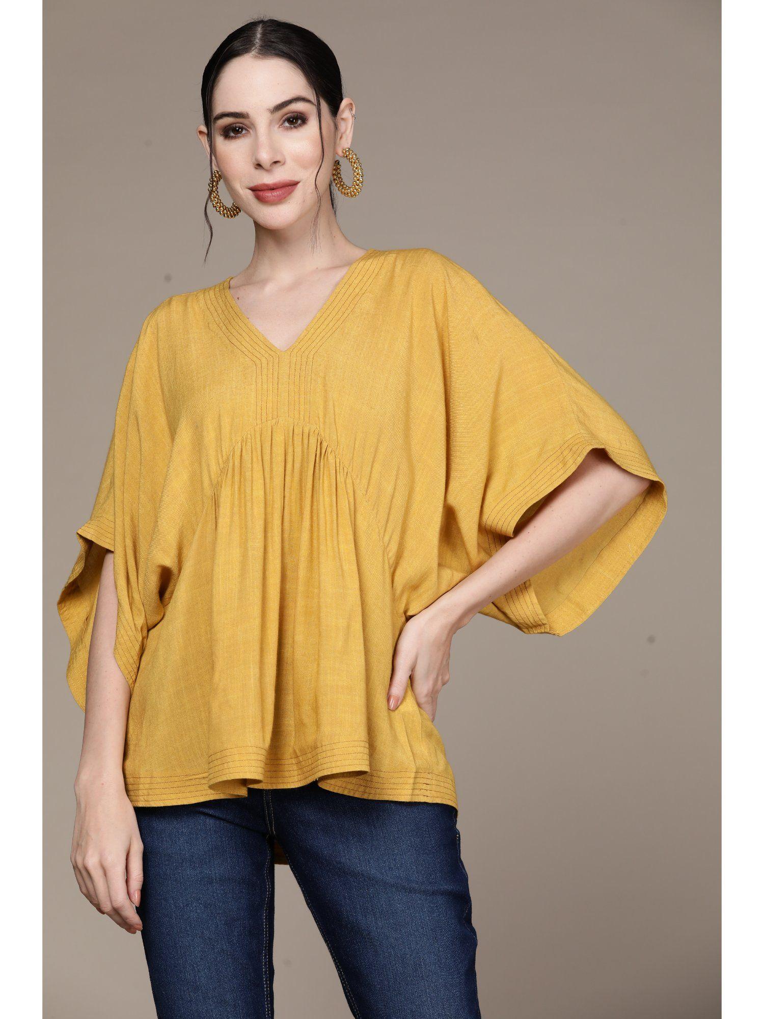 mustard kimono top