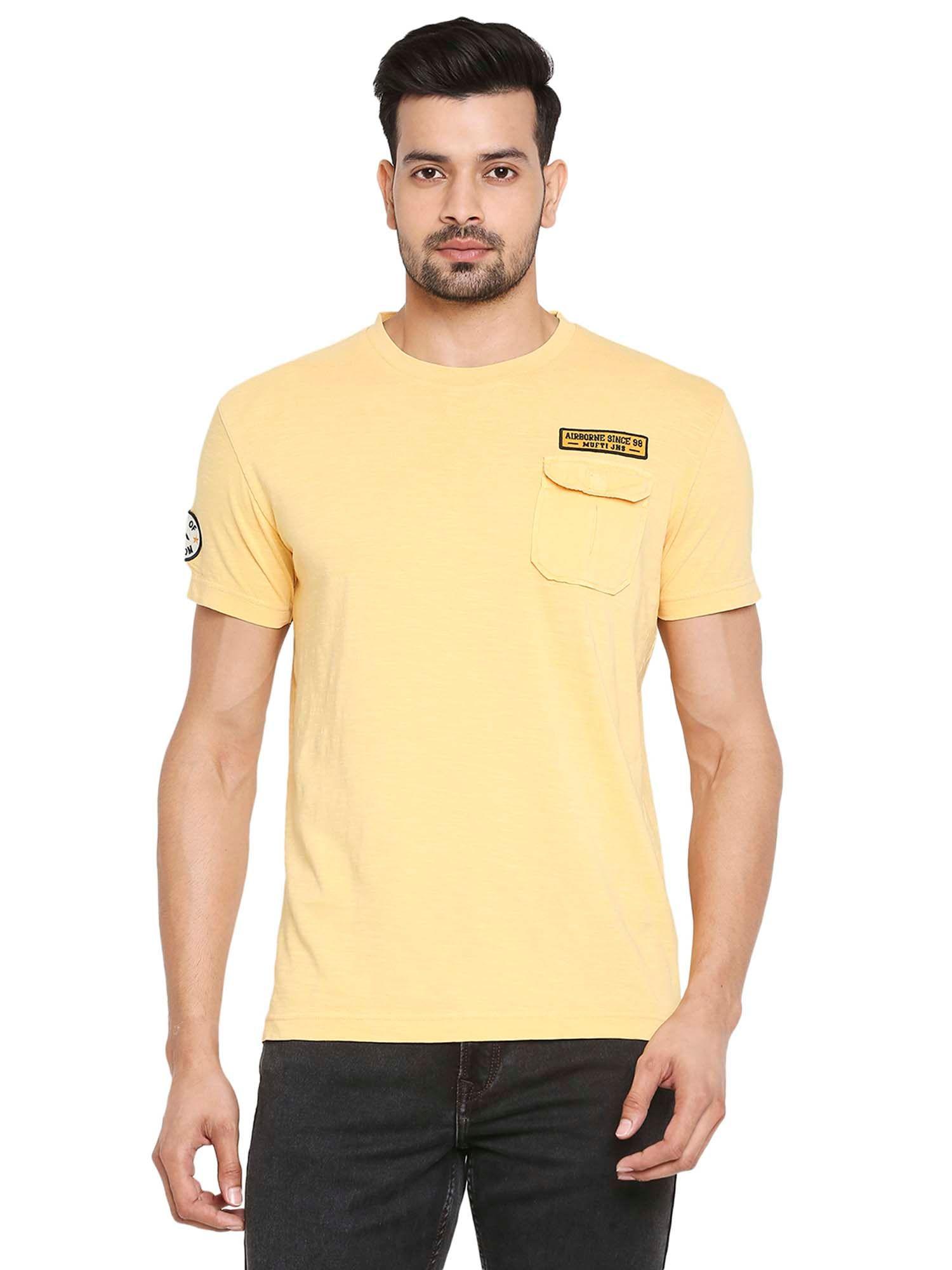 mustard mens slim fit half sleeves t-shirts