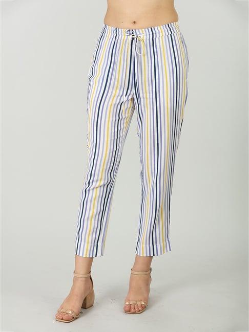 mustard multicolor rayon striped pants