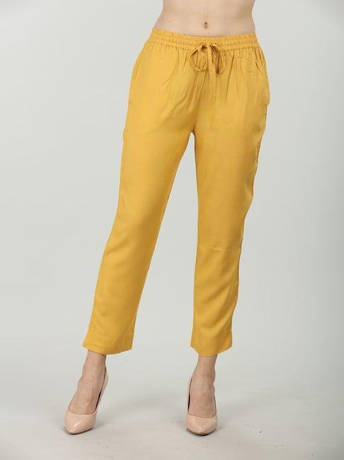mustard mustard rayon regular fit pants