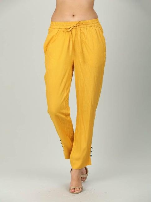 mustard mustard rayon regular fit pants