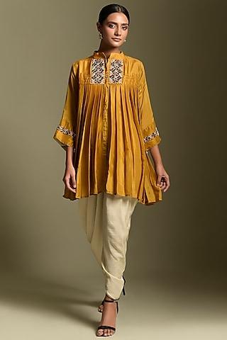 mustard organza kurta set