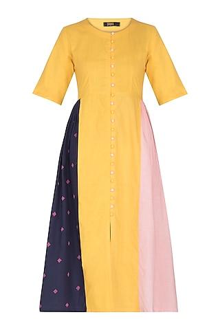 mustard panelled dress