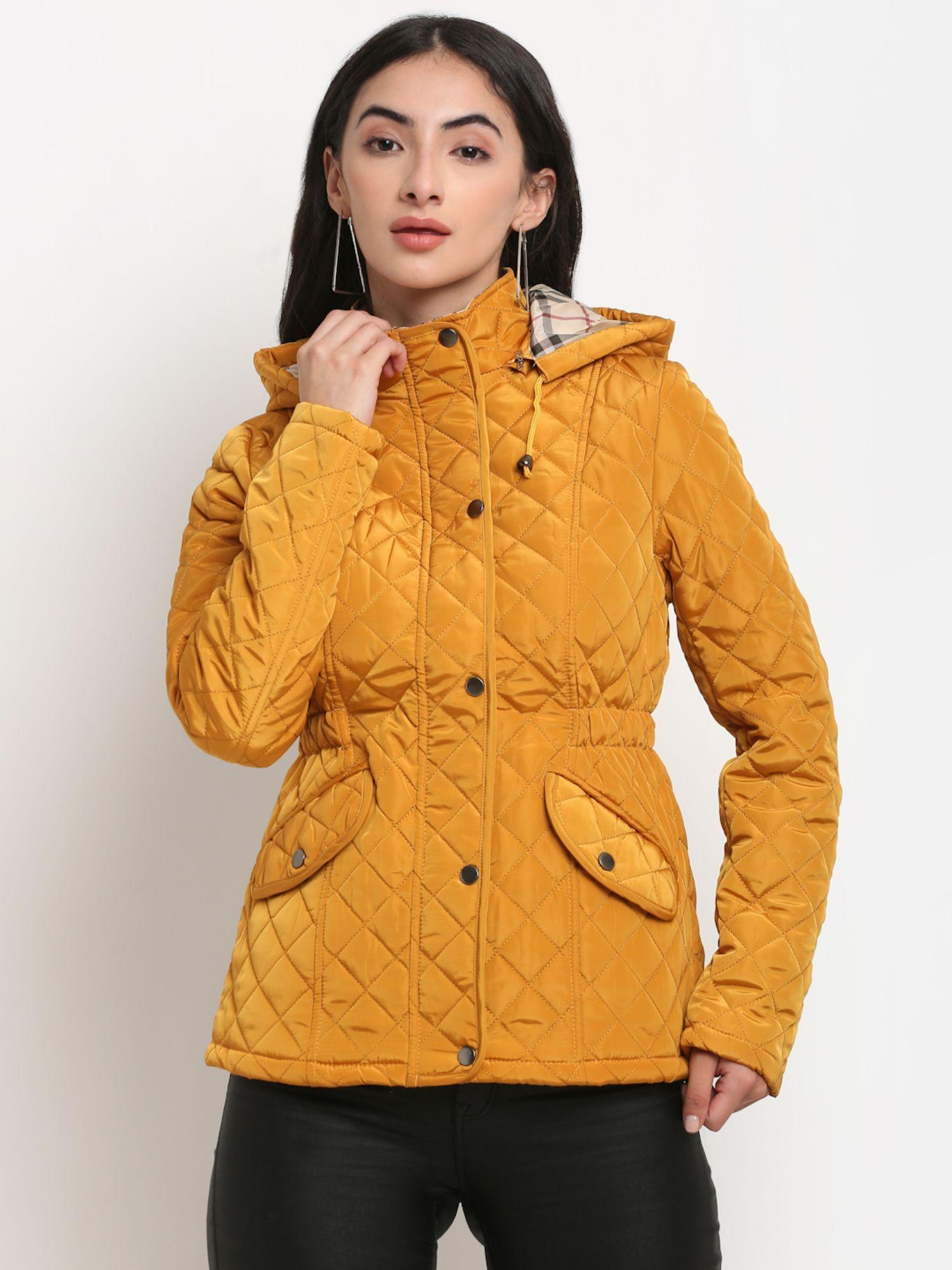 mustard polyester women jacket