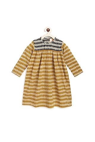 mustard printed a line dress for girls