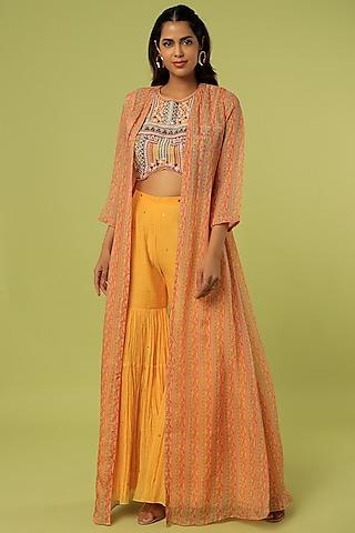 mustard printed cape set