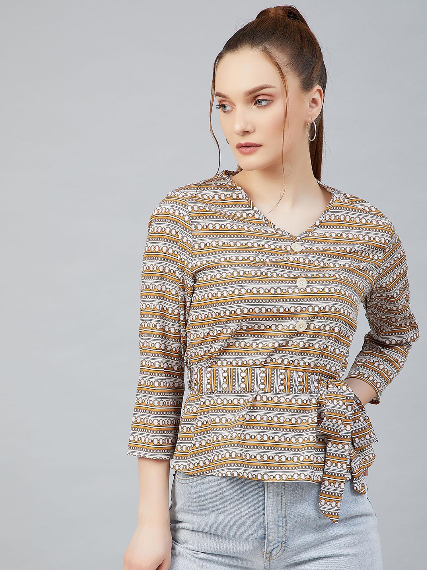 mustard printed comfortable top