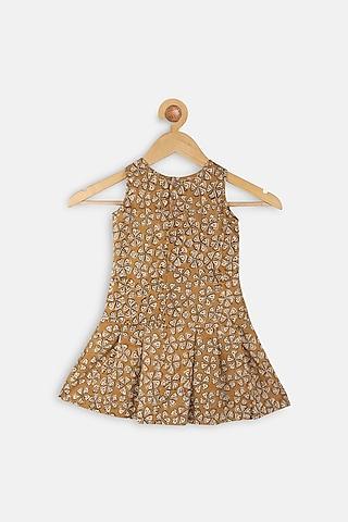 mustard printed dress for girls