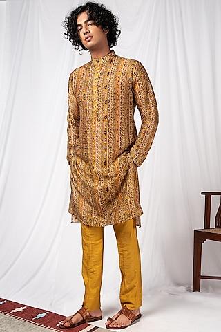 mustard printed kurta set