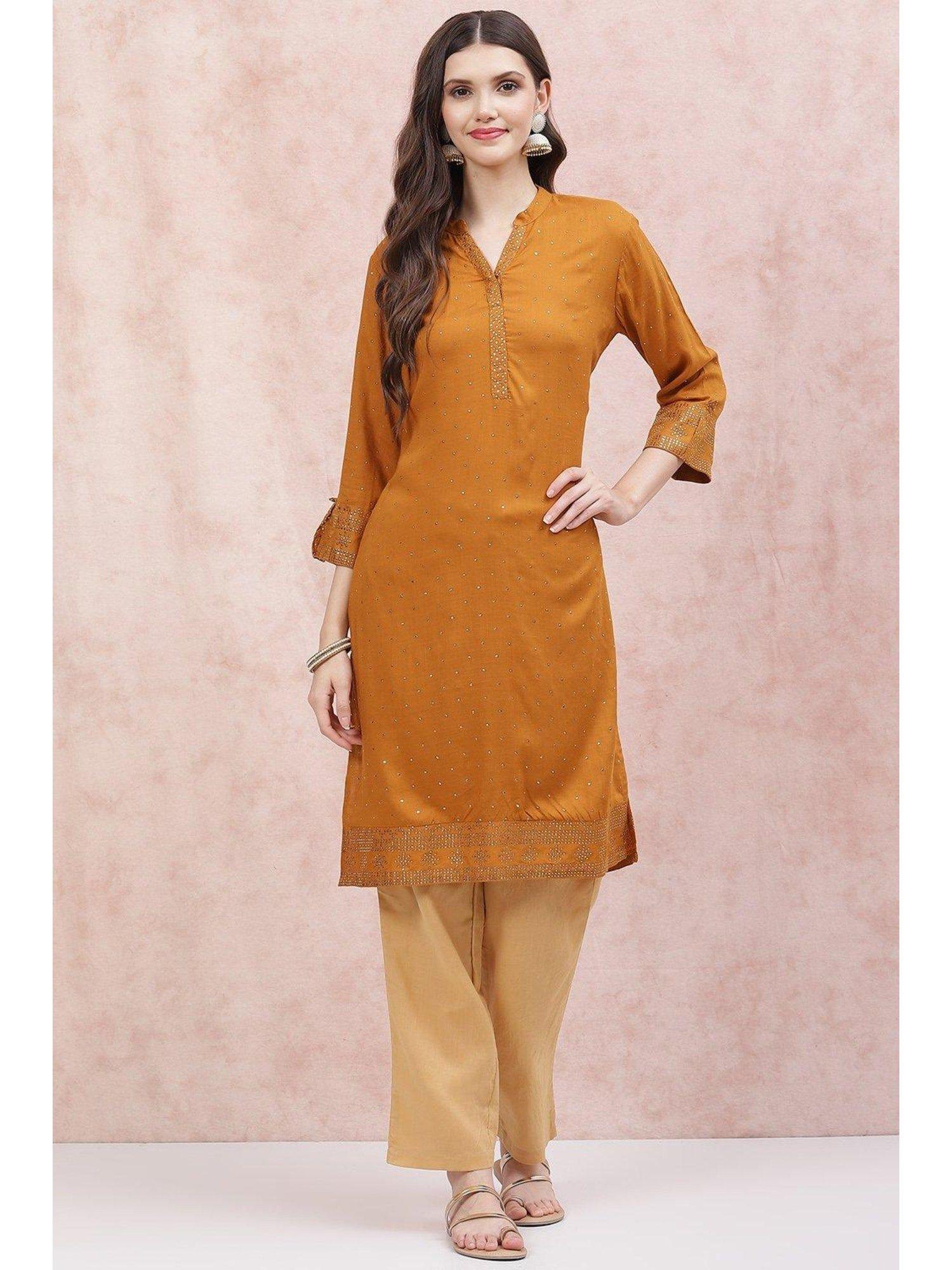 mustard printed kurta