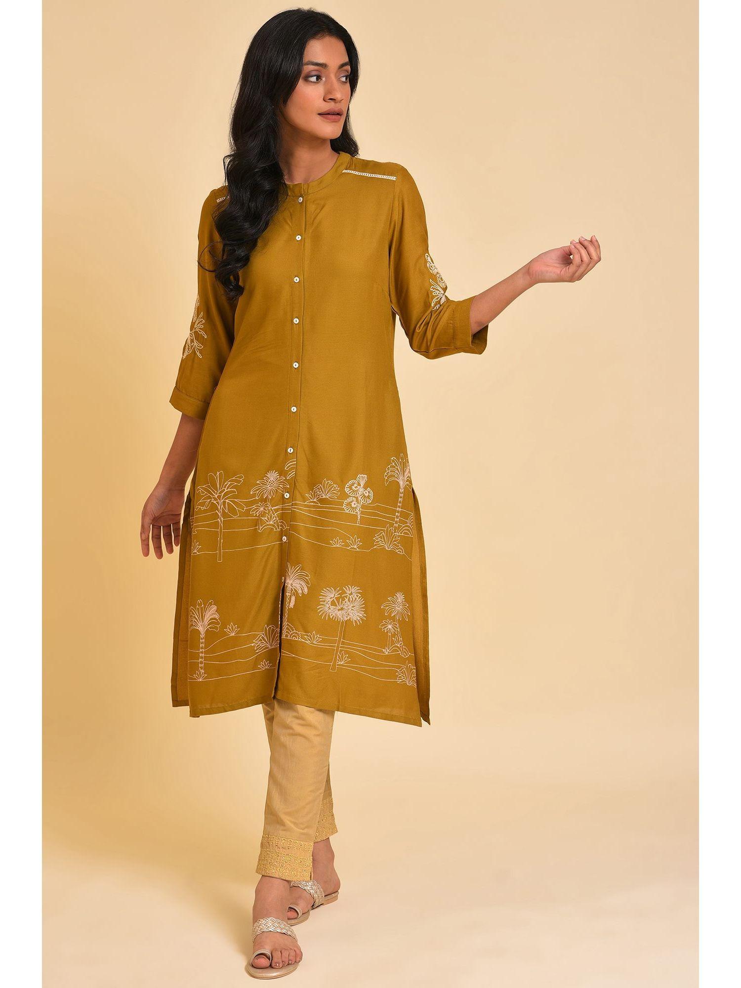 mustard printed kurta