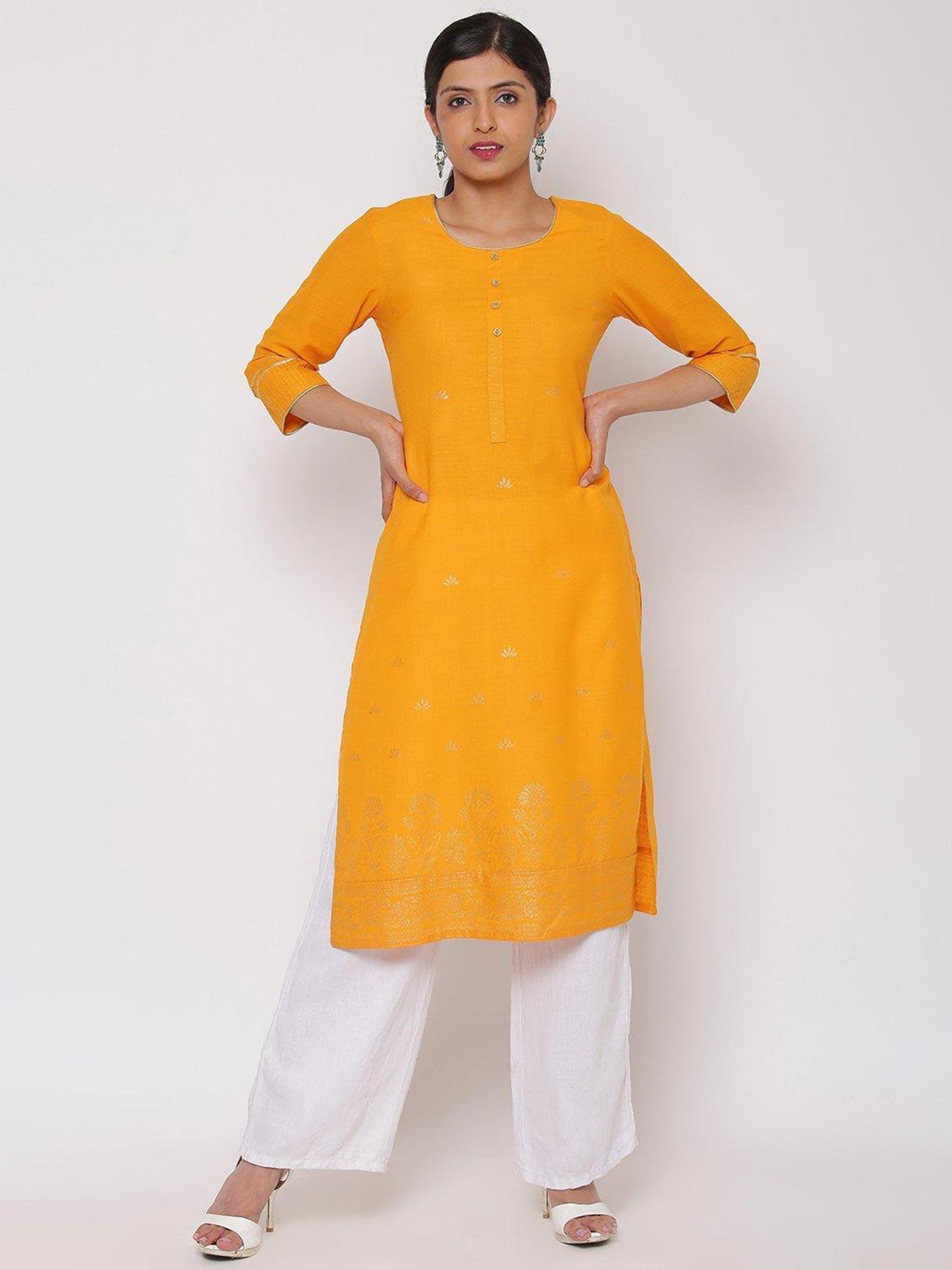 mustard printed kurta