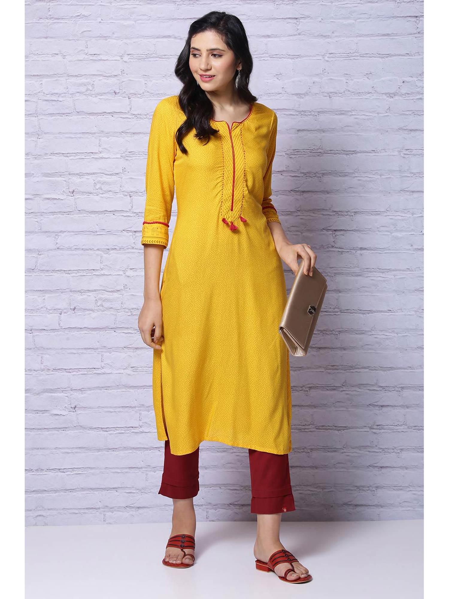 mustard printed kurta