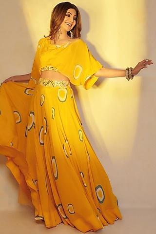 mustard printed lehenga set