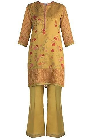 mustard printed maheshwari tunic set